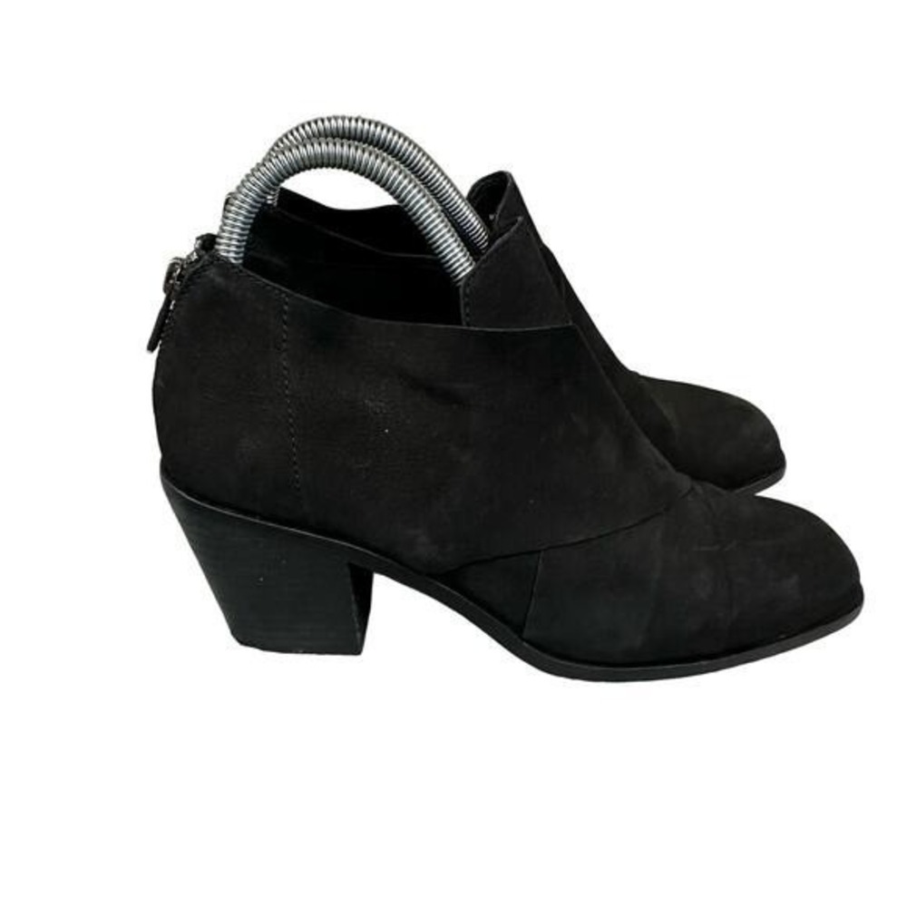 Eileen Fisher Black Suede Leather Ember Ankle Booties Block Heel Womens Size‎ 8